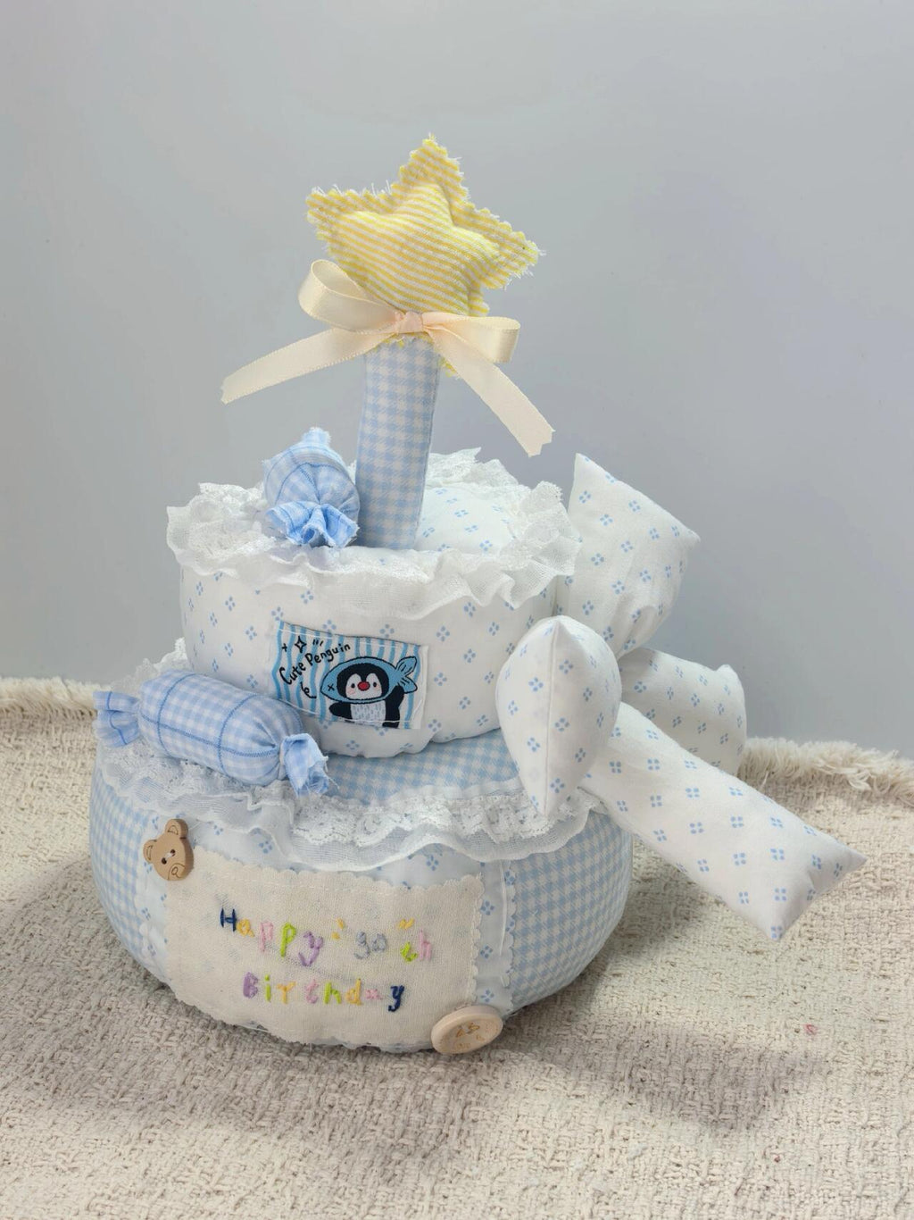 Handmade Sky Blue Fabric Cake