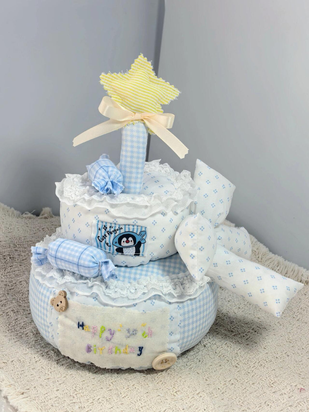 Handmade Sky Blue Fabric Cake