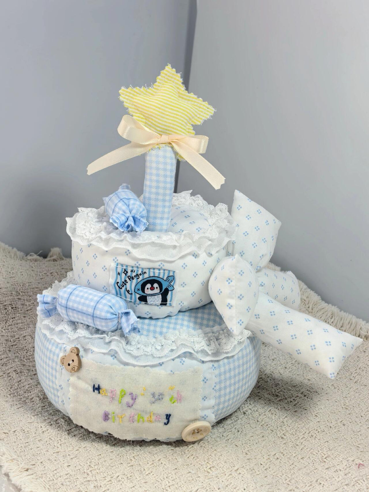 Handmade Sky Blue Fabric Cake