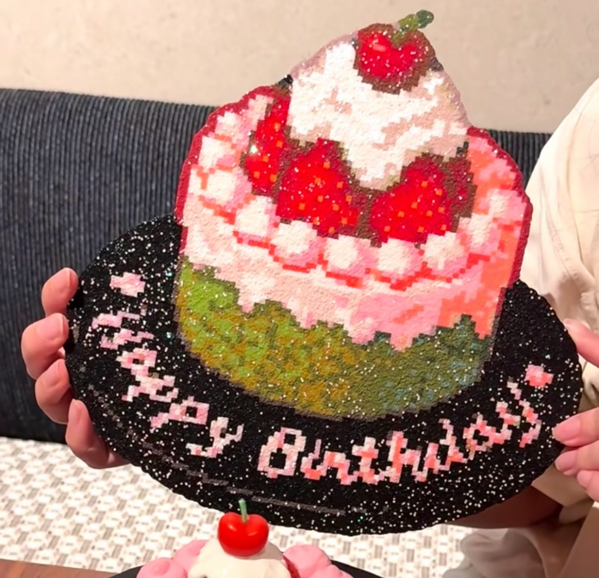 Strawberry Birthday Pixel Bead Cake 🍓🎂