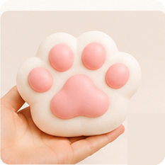Pink and white cat paw slow-rising squishy